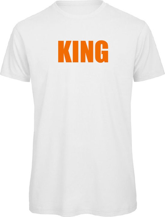 Koningsdag t-shirt wit 3XL - KING - soBAD. | Oranje | Oranje t-shirt unisex | Oranje t-shirt dames | Oranje t-shirt heren | Koningsdag