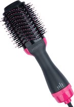 Modito 3-in-1 föhnborstel - Keramische magic brush - Airstyler - Krullen/lang/stijl - 1000W - Zwart/Roze