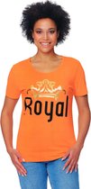 Oranje - T-Shirt Dames - Koningsdag - Royal - 100% Katoen - Maat M - 40/42