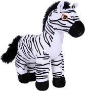 Knuffeldier Zebra Zaza - zachte pluche stof - wilde dieren knuffels - wit/zwart - 26 cm