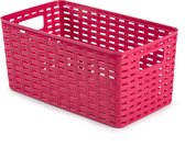 Plasticforte Opbergmand - Kastmand - rotan kunststof - fuchsia roze - 5 Liter - 15 x 28 x 13 cm