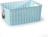 Plasticforte Opbergmand - Kastmand - rotan kunststof - lichtblauw - 6 Liter - 19 x 29 x 13 cm