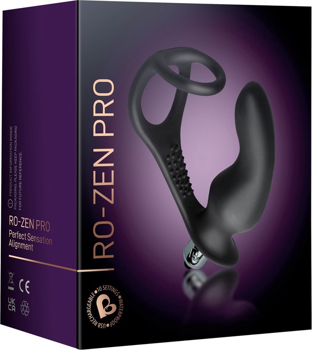 Rocks Off – Siliconen Prostaat Stimulator voor Anaal Gebruik met Vibratie en Massage Groeven – Zwart