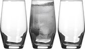 LAV Waterglazen tumblers Ella - transparant glas - 3x stuks - 500 ml - drinkglazen/sapglazen