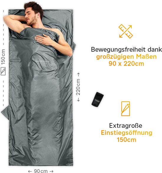 camping slaapzak - van microvezel - Waterdichte - Lichtgewicht - klein en dun Reisslaapzak - 90 x 220 cm - grijs van Camping — afbeelding 5
