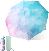 Mini-reisparaplu met capsulehoes, compacte 8-ribben mini-paraplu, regenboog, zon uv-bescherming, paraplu voor heren en dames, 96 x 56 cm open, 19 cm gesloten