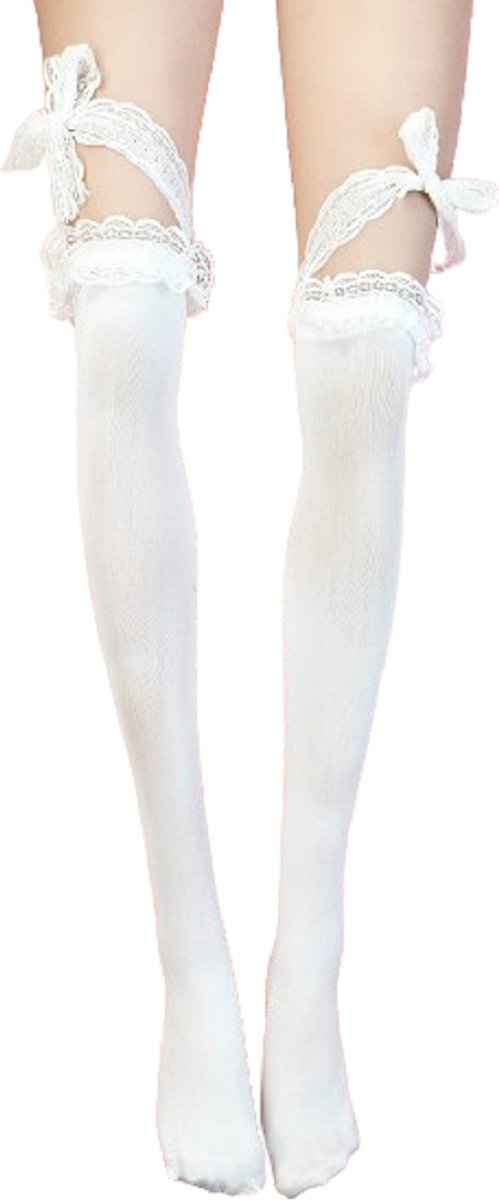 Goedkoopste BamBella® - Hoge sokken panty kousen dames - Wit - Onesize
