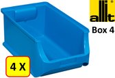 4 x Magazijnbak - grijpbak - stapelbak Allit - ProfiPlus Box 4 - 5,8 L - PP - blauw