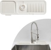 Siliconen kraanmat beige keukengootsteen spatbescherming automatische afvoer voor gootsteen keuken en badkamer (45cm, beige)