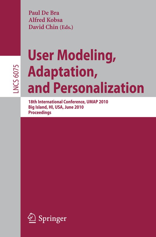 User Modeling Adaptation and Personalization - cover