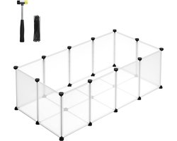 LPC001W01 Dierenomheining voor kleine dieren, plastic kooi voor binnen, voor hamsters, konijnen, cavia's, 125 x 63 x 42 cm, wit
