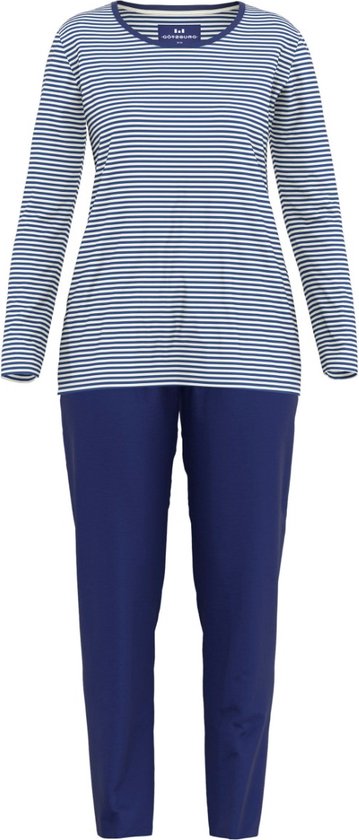 Götzburg Pyjama lange broek - Blau-dunkel-ringel - maat 46 (46) - Dames Volwassenen - 100% katoen- 250167-4009-632-46