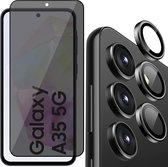 Privacy Screenprotector & Camera Protector geschikt voor Samsung Galaxy A35 - Volledig Dekkend Glas
