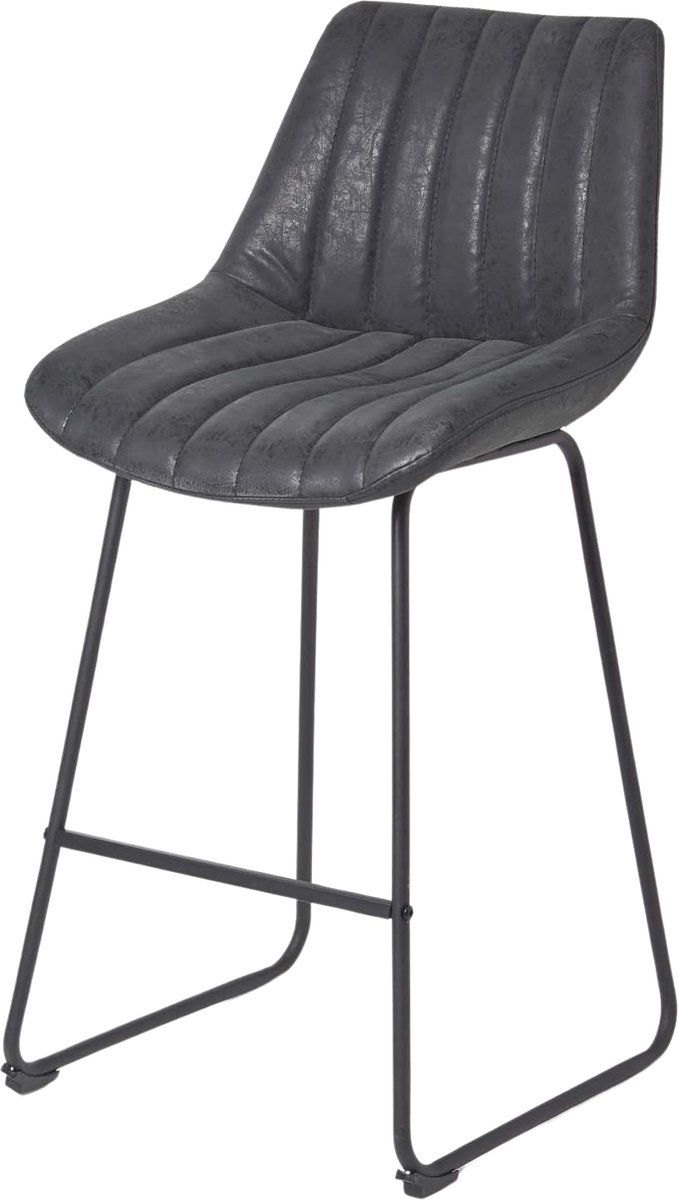 Homescapes Barkruk Ascot kunstlederen barkruk met rugleuning - 97cm - zwart