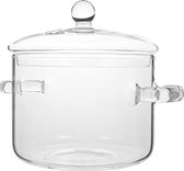 Glazen soepkommen kookpan glas kookpan borosilicaatglas met deksel handvat keukenpan voor noedelsoep melk glas serveerschaal
