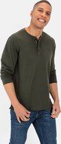 camel active Henleyshirt gemaakt van gecertificeerd organic cotton - Maat menswear-L - Donker groen