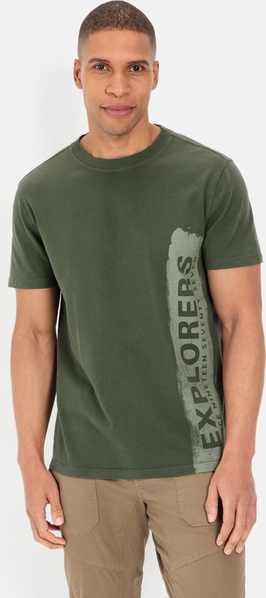 camel active Jersey T-shirt gemaakt van duurzaam biologisch katoen - Maat menswear-XXL - Donker Groen