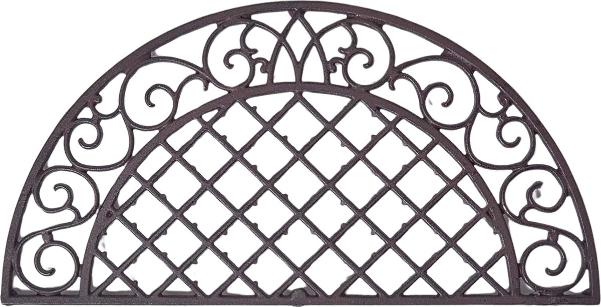 Homescapes Bruine art nouveau gietijzeren deurmat halfrond