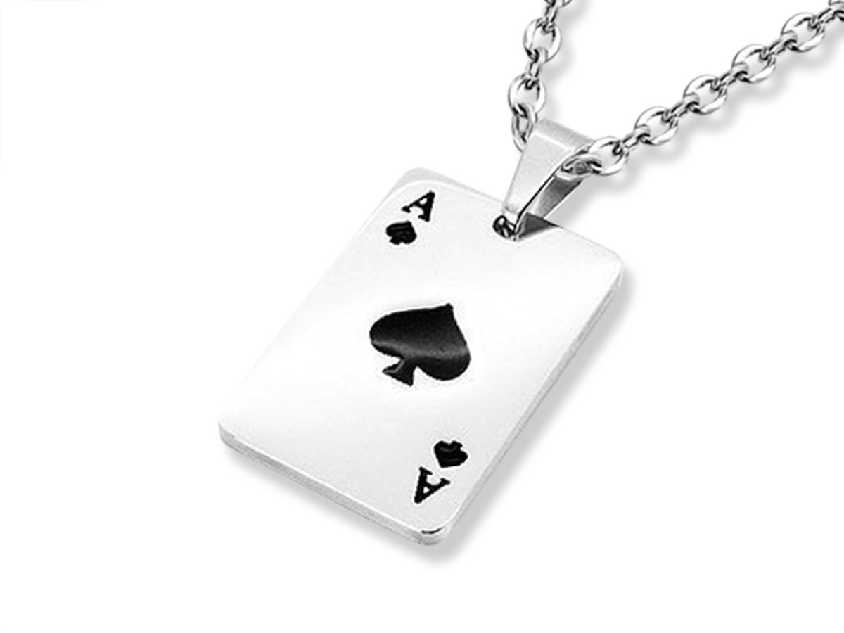 Amanto Ketting Alewijn - 316L Staal - Speelkaart - 27x40mm - 60cm