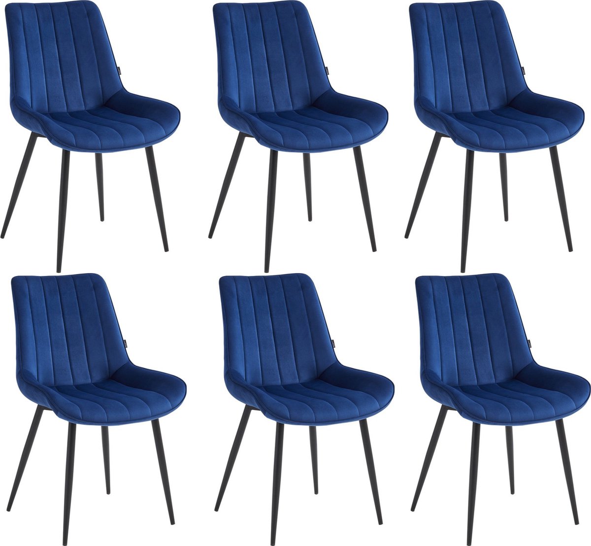 Colenis Verta Eetkamerstoel - Set Van 6 - Blauw - Velvet - Industrieel