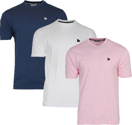 3-Pack Donnay T-shirt (599008) - Sportshirt - Heren - Navy/White/Shadow pink (585) - maat L