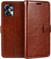 Portemonnee Bookcase Hoesje Geschikt voor: Motorola Moto G23 - Bruin