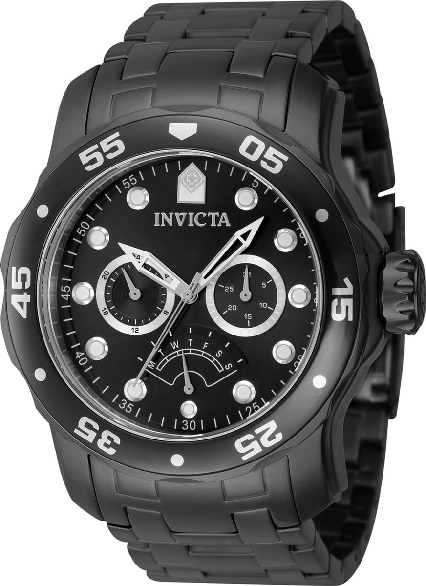 Invicta Pro Diver 47000 Heren Horloge - Waterdicht - Analoog - Quartz Uurwerk - Roestvrij Staal met zwarte Wijzerplaat - 48mm