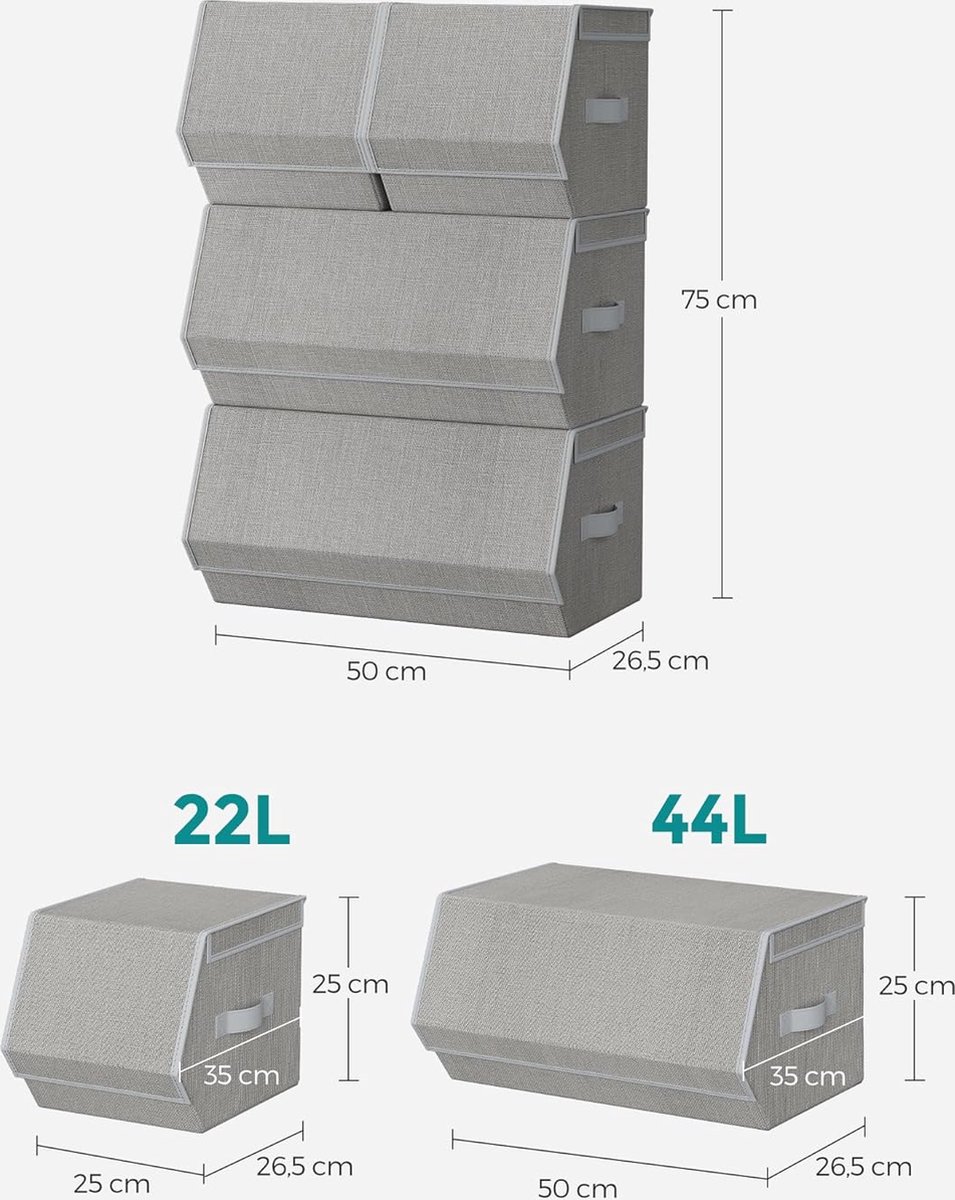 SONGMICS Opbergdoos, set van 8, opbergdozen, opvouwbare doos, 33 x 33 x 33 cm, stoffen doos, voor kubusplank, kledingorganizer, vintage bruin-zwart RFB833B01