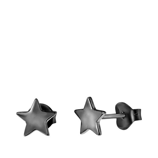 Lucardi - Boucles d'oreilles en argent étoile noire