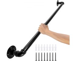 Balustrade Trap Pijp Trapleuning 0,9 m Leuningen Trappen Binnen Zwart Outdoor Indoor Universele Trapleuning Gemaakt van Koolstofstaal en Matte