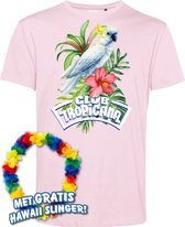 T-shirt Kaketoe Tropical | Toppers in Concert 2024 | Club Tropicana | Hawaii Shirt | Ibiza Kleding | Lichtroze | maat L