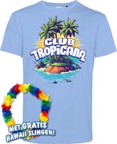 T-shirt Tropical Island | Toppers in Concert 2024 | Club Tropicana | Hawaii Shirt | Ibiza Kleding | Lichtblauw | maat L