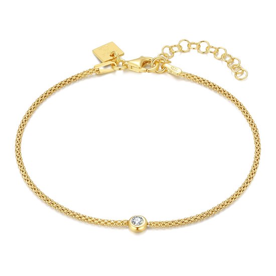 Bracelet Twice As Nice en argent plaqué or 18 carats, pierre blanche 17 cm + 3 cm