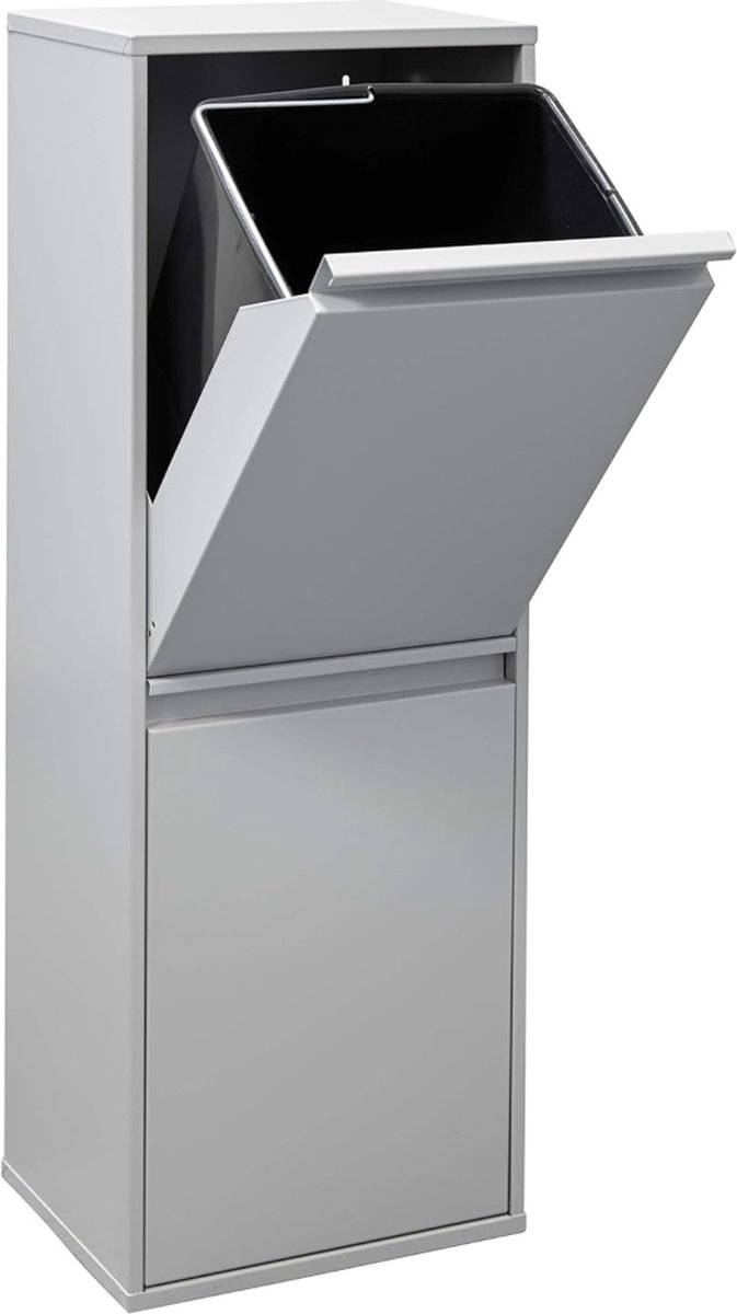 2 compartimenten stalen afvalbak en recycling legering lichtgrijs 90 5 x 30 5 x 24 5 cm