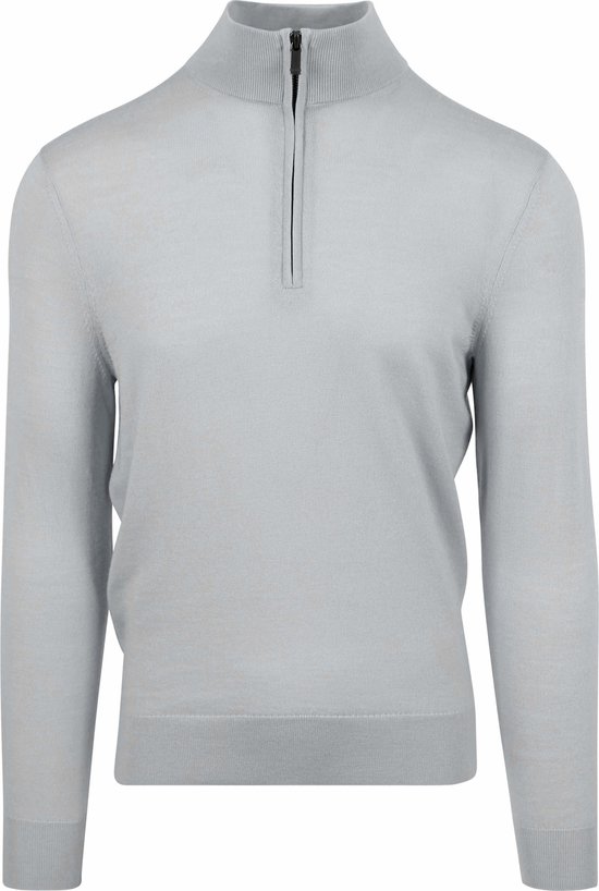 Suitable - Merino Half Zip Trui Grijs - Heren - Maat L - Slim-fit