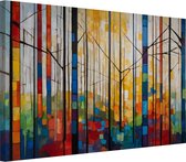 Bos abstract - Kleurrijk muurdecoratie - Schilderijen bomen - Modern schilderij - Canvas keuken - Schilderijen & posters - 70 x 50 cm 18mm
