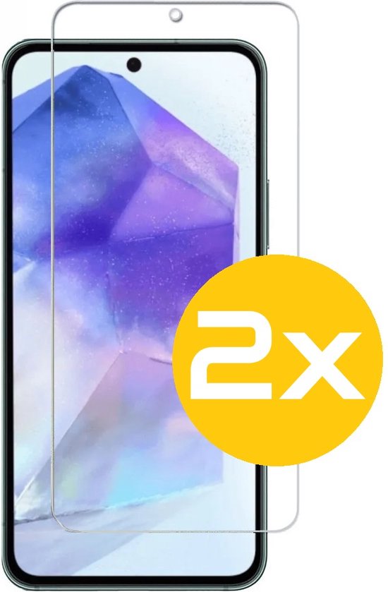 Screenprotector Samsung Galaxy A55 9H Hardheid Tempered Glass Glasplaat 2 Stuks Case Friendly