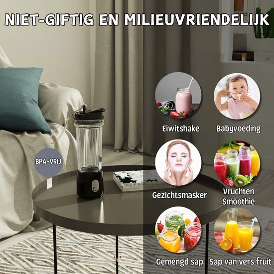 Blender To Go - "SmoothieGenie: Draagbare Blender voor Onderweg - Mix je favoriete smoothies en shakes overal met deze handige Mini Draagbare Mixer met 500ml capaciteit en 4000mAh-batterij!" van SmoothieGenie — afbeelding 2