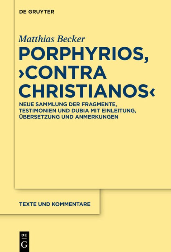 Porphyrios, "Contra Christianos" - cover