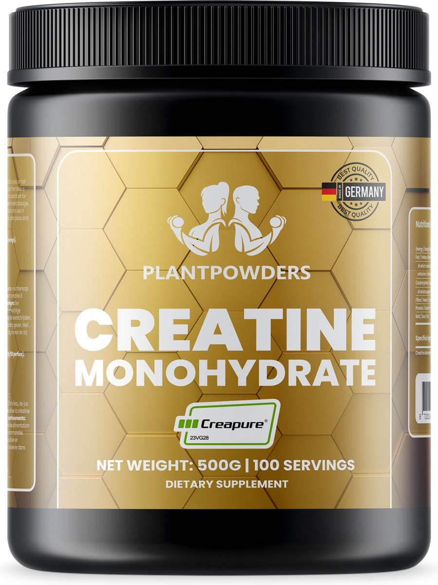 Goedkoopste Plantpowders - 100 Creatine Monohydraat - Creapure® - Zuiverste Creatine ter Wereld! - 500g (100 servings