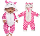 Vêtements de poupée - Convient pour Bébé Born - Combinaison rose - Ours - Hartjes - Vêtements pour poupée bébé