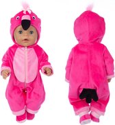 Vêtements de poupée - Convient pour Bébé Born - Combinaison rose - Flamingo - Vêtements pour poupée bébé - Avec pantoufles