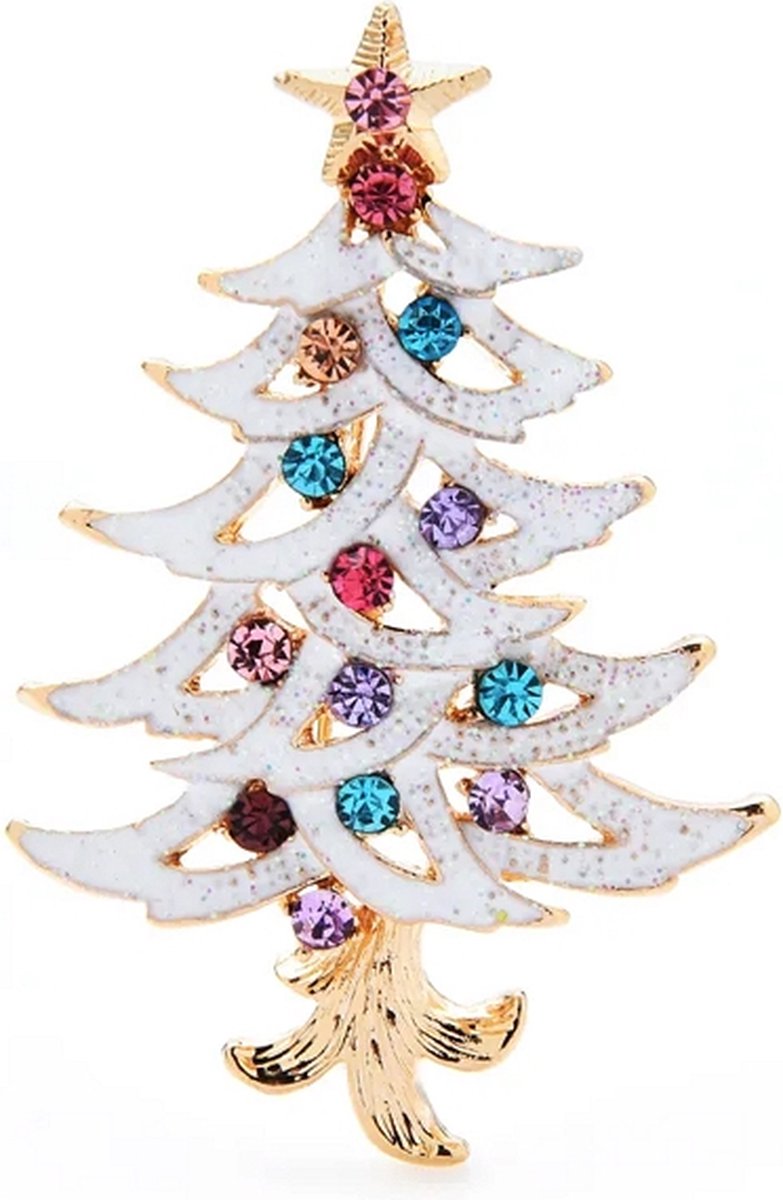 Broche 042 Witte Kerstboom