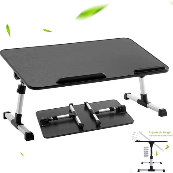 Laptoptafel voor op bed - Laptopstandaard - kantelbaar, verstelbare Bedtafel zwart