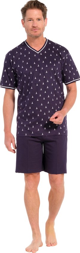 Pastunette pyjama heren - donkerblauw met zeilbootjes all-overprint - 33241-618-2/529 - maat L