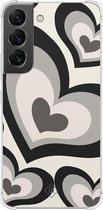 Casimoda® hoesje - Geschikt voor Samsung Galaxy S22 - Hart Swirl Zwart - Shockproof case - Extra sterk - TPU/polycarbonaat - Zwart, Transparant