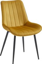 Colenis® - Chaise de salle à manger Verta - Lot de 4 - Jaune ocre - Velours - Industriel