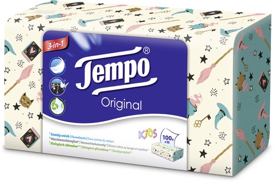 Tempo Original Box - 4-laags tissues - 12 x 100 stuks = 1200 tissues