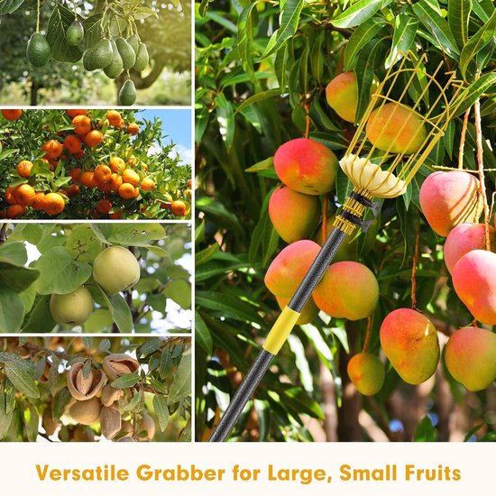 Fruitplukker, 160 cm lang, krachtig fruitplukker-gereedschap met fruitmand, verstelbare splitsingsverlenging, fruitplukker, fruitplukker, grijper van GARTENDEK. — afbeelding 3