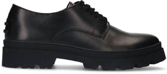 Sacha - Homme - Chaussures à lacets en cuir noir à grosse semelle - Pointure 42